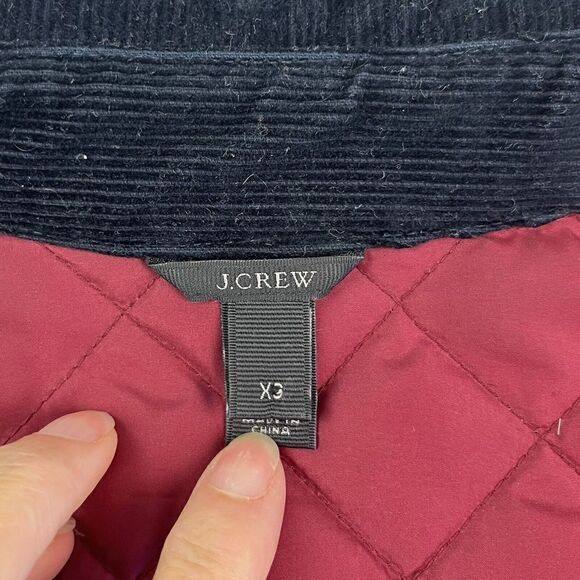 J Crew Quilted Barn Down Field Jacket XS Burgundy Chore Corduroy Collar Preppy - Picture 7 of 14